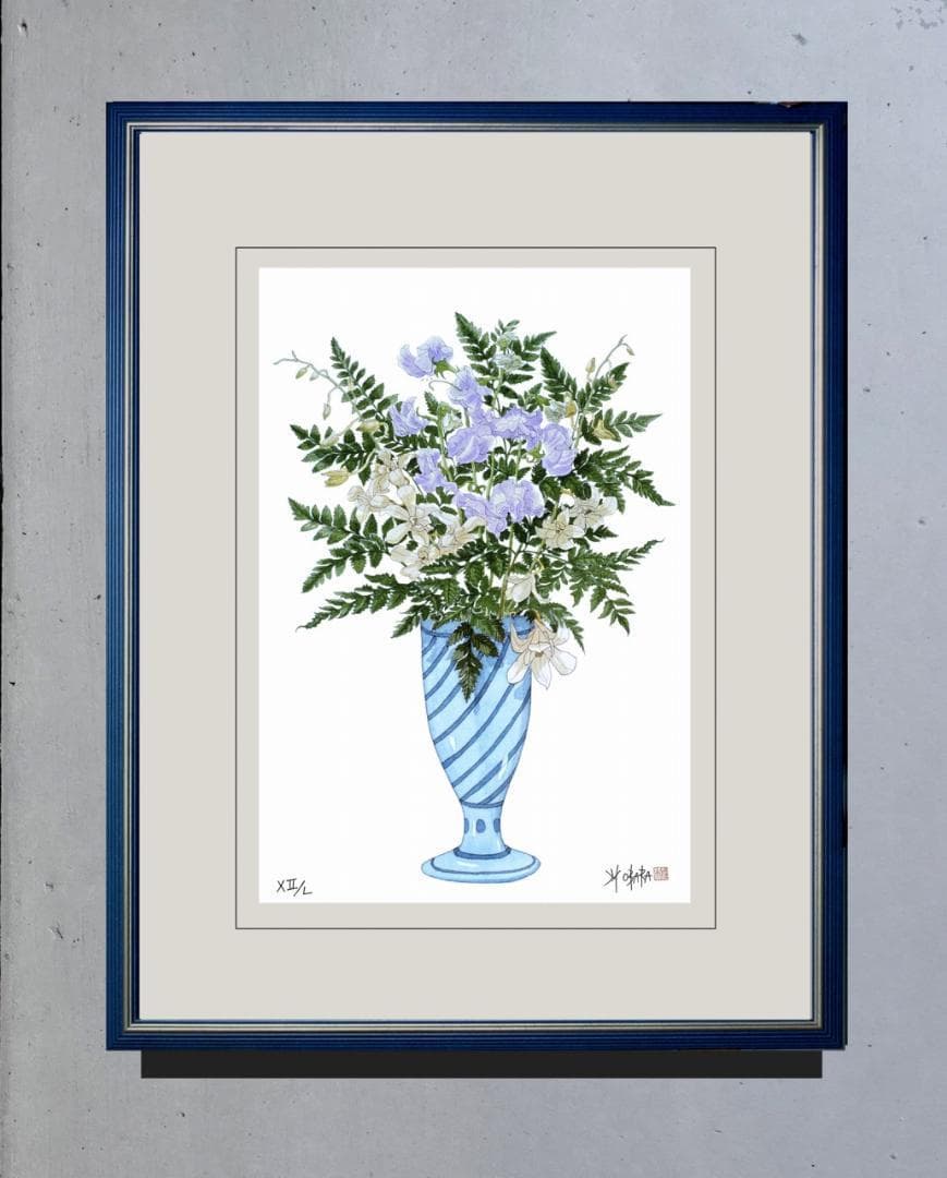 国際展作家「蘭とスイトピー」ル・サロン入/植物画/D・リトグラフ/安野光雅の影