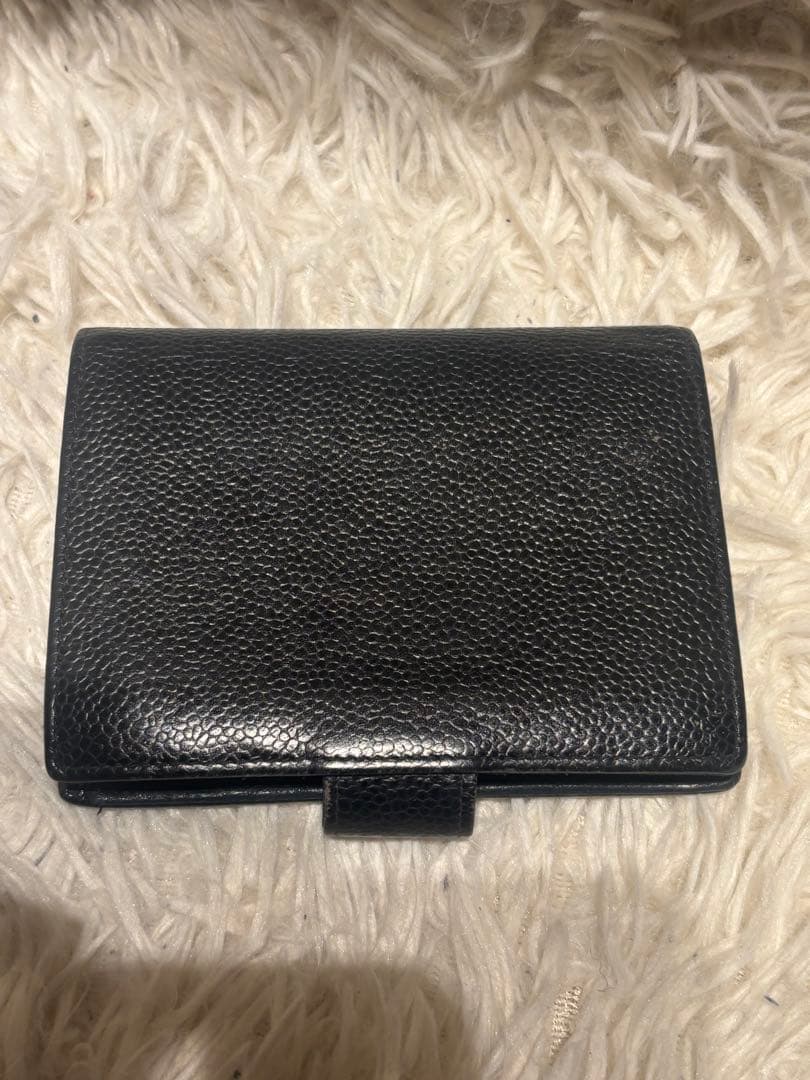 シャネル ココマーク 二つ折り財布 がま口　ブラック