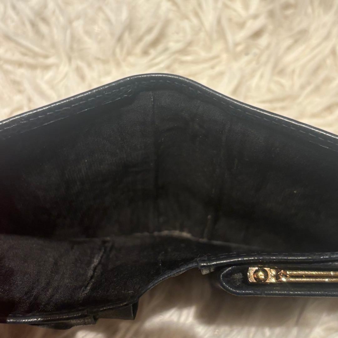 シャネル ココマーク 二つ折り財布 がま口　ブラック