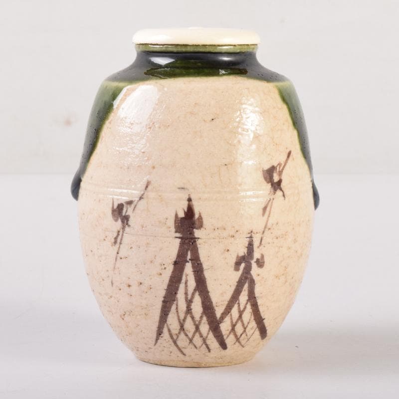 茶道具 瀬戸赤津焼 織部焼 山口正悟作 肩衝茶入 仕覆付 共