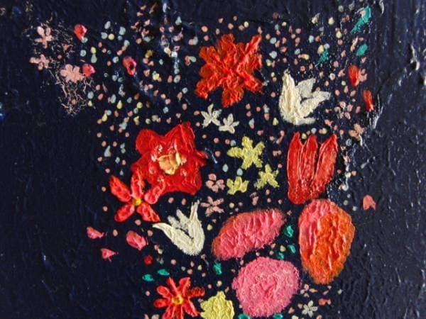 TOMOYUKI・友之、「花とフクロウ」、証明書付、額付、絵画 油絵 油彩画