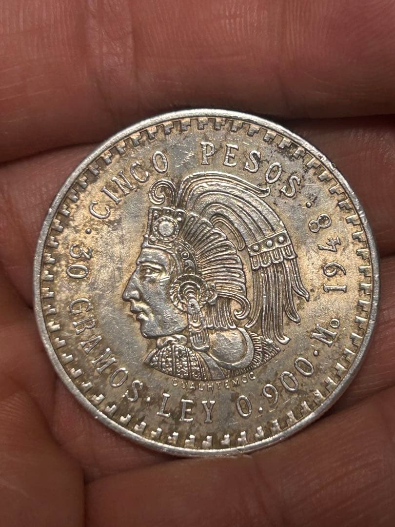 メキシコ大型銀貨 1948年 メキシコ 5ペソ銀貨 - メルカリ