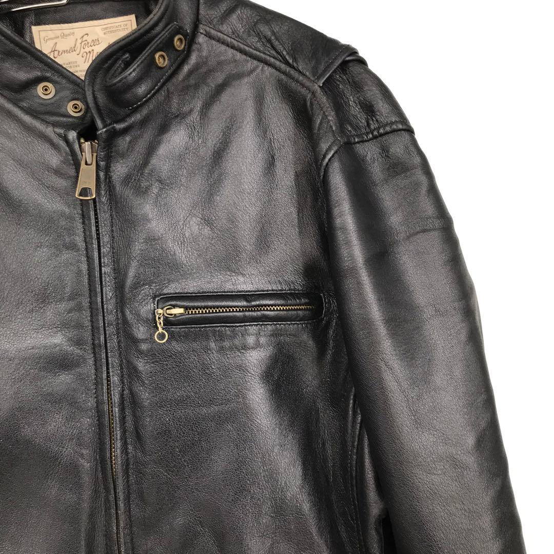 AVIREX ライダースジャケット 44 ブラック ゴートレザー