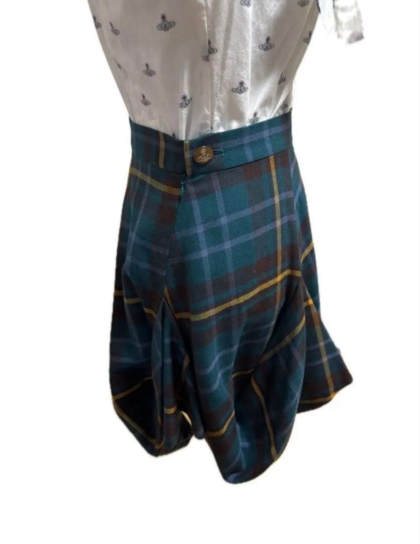 ☆ヴィヴィアンウエストウッド アシメン変形 チェック柄 スカート オーブボタン