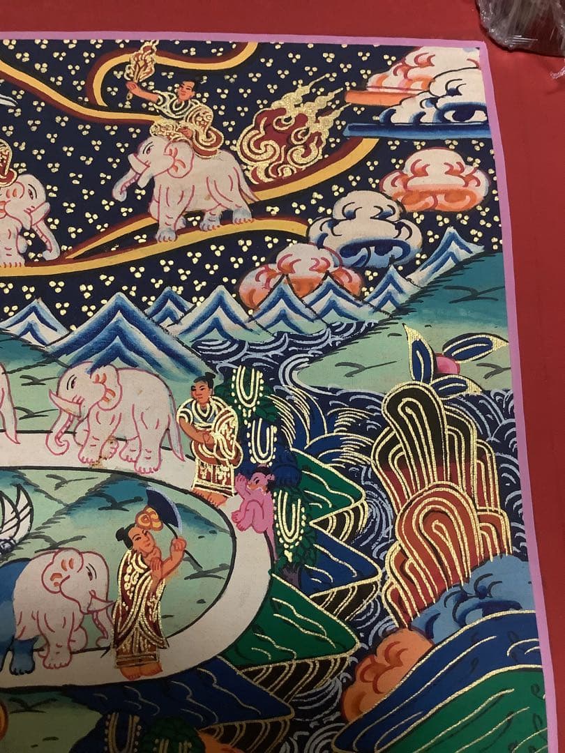 《 チベット密教　新品　1点物 》 手描き　曼荼羅　天国への道　仏画　仏教　g5