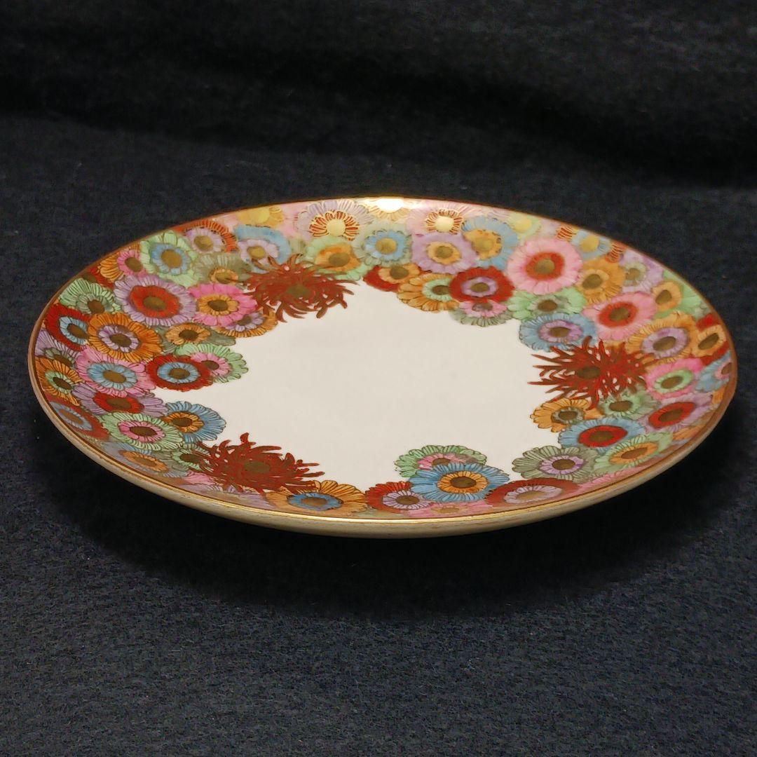 Y2921 在銘 薩摩 金彩 花尽くめ 皿 直径17.7㎝ 金襴手 L
