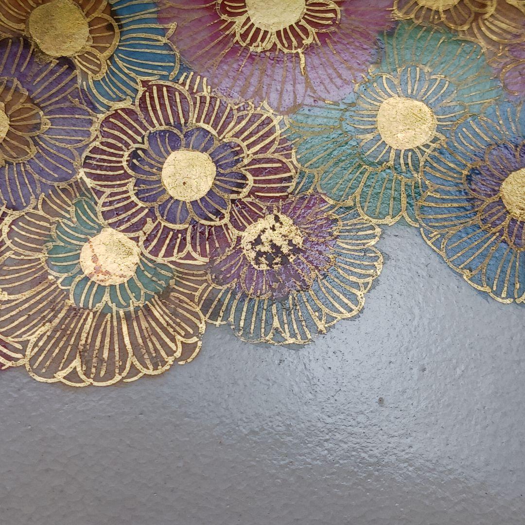 Y2921 在銘 薩摩 金彩 花尽くめ 皿 直径17.7㎝ 金襴手 L