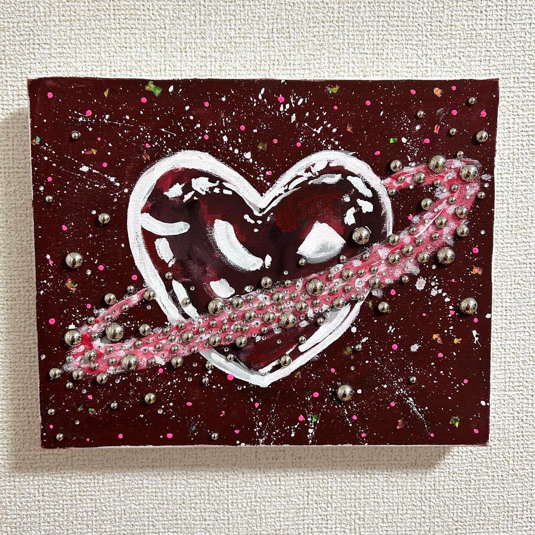 宇宙】【ハート】絵画 原画 抽象画 立体絵 現代アート アート作品