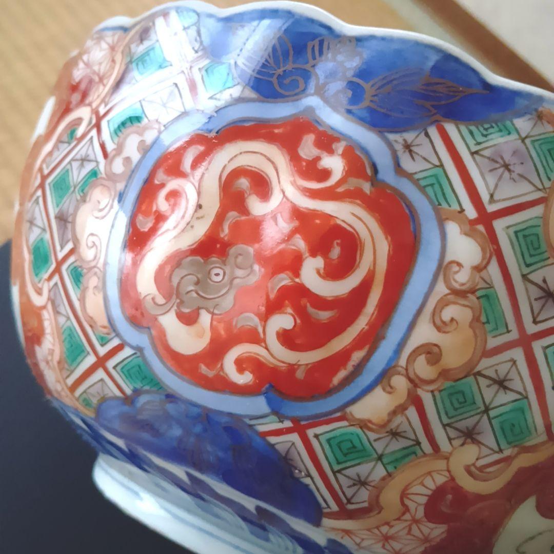 ②【古伊万里】骨董品 大皿 色絵 鉢 深鉢 伊万里 陶器 有田焼 希少 極美