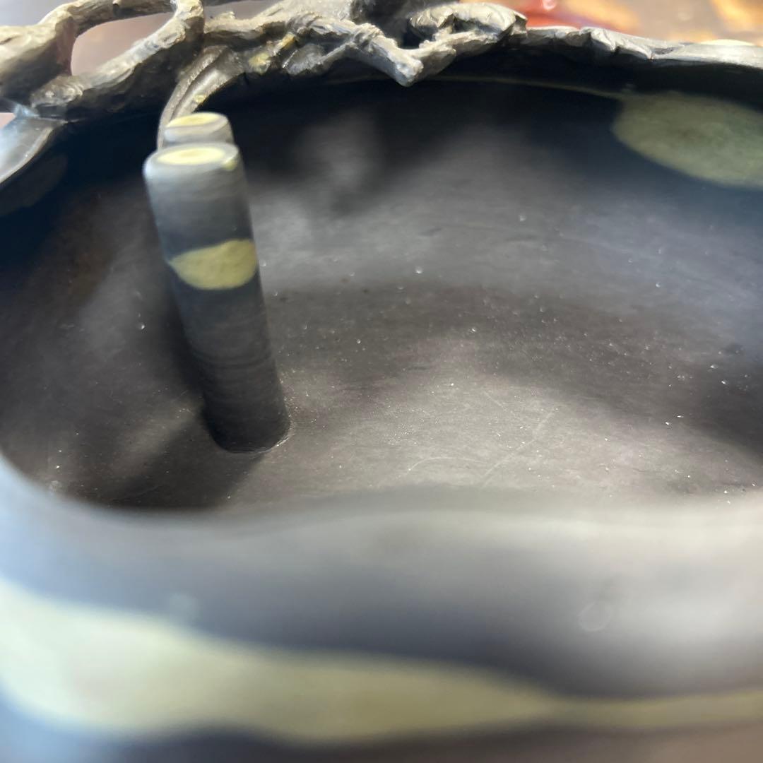 書道 硯 梅花坑水盂枝に鳥型 美術品 芸術家 骨董品