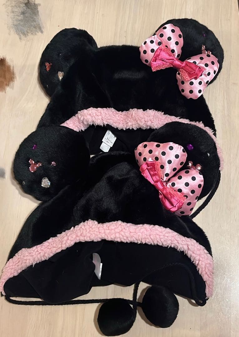 ミニー ファンキャップ 黒ピンク ディズニー キャップ(レディース