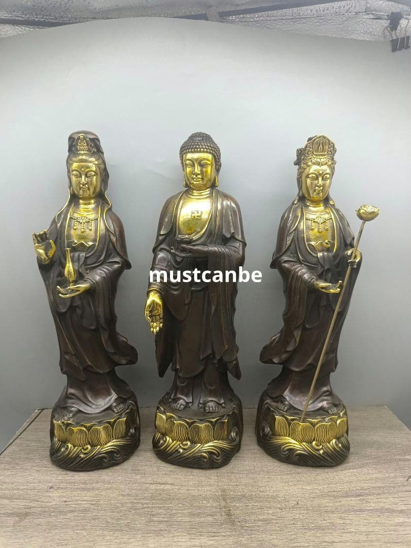 西方三聖仏像 菩薩 観音 銅製 仏像 彫刻 置物 開運 風水