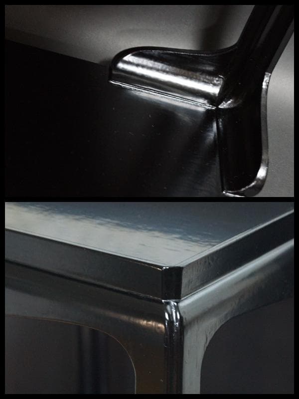 茶道具 鈴木光入作 高麗卓 黒一閑塗 木製漆塗り 共箱★時代物★