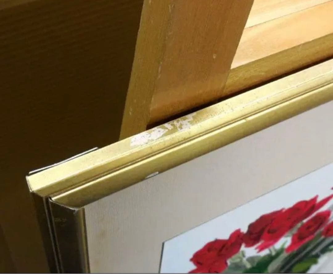 肉筆原画！ 橋本不二子 人気水彩画家 赤い薔薇？ 花瓶に入った花の絵画