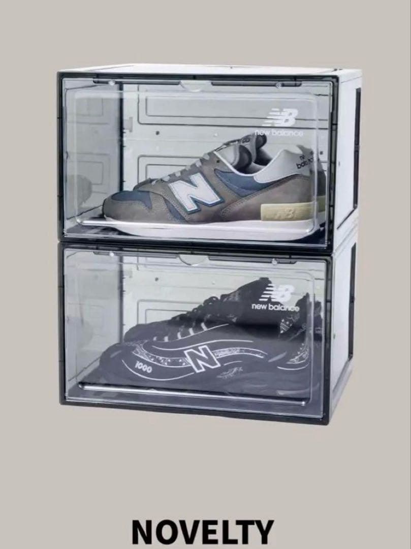 new balance 限定 シューズボックス 2段セット ×2 八番屋 / シューズボックス スニーカーボックス クリア ブラック 2個