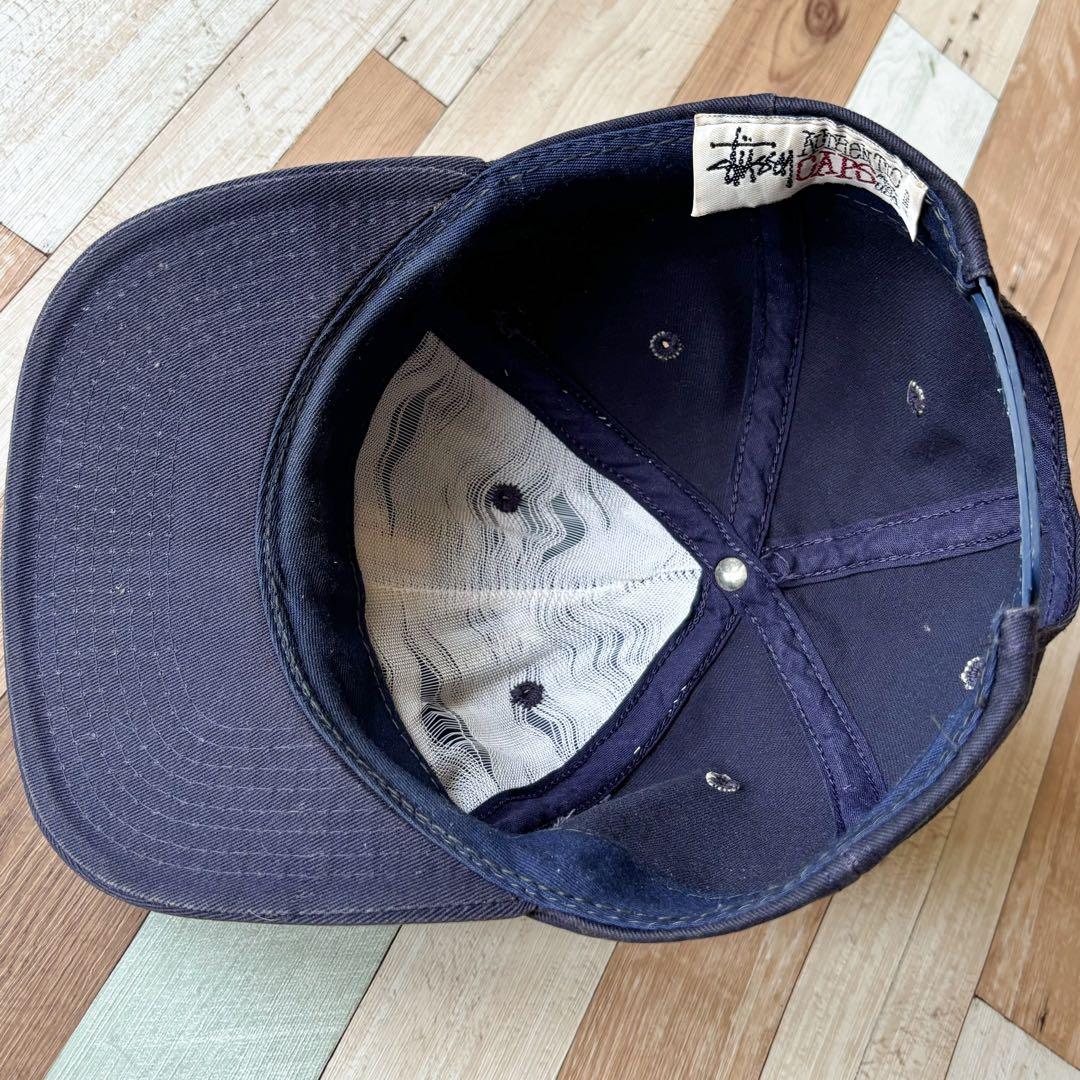90s OLD STUSSY ストックロゴ フェード キャップ 白タグアメリカ製
