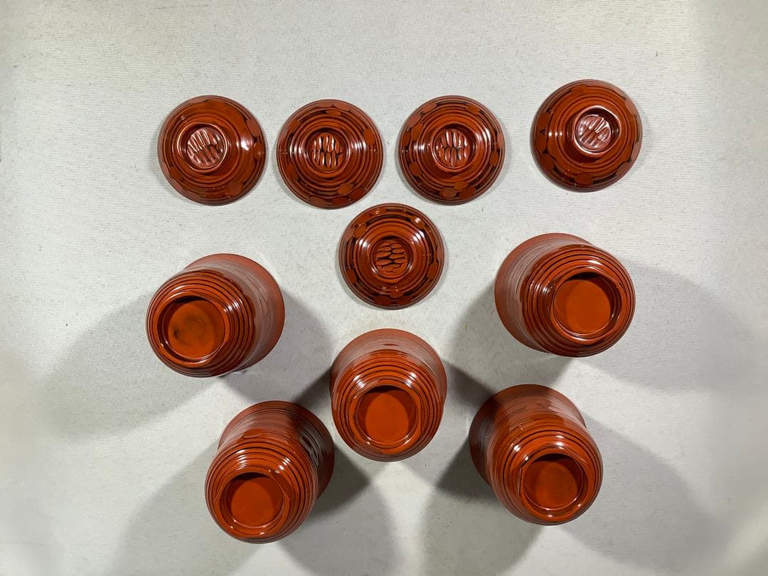 亀甲根来塗　小吸物椀　葵春　茶会席　茶道具