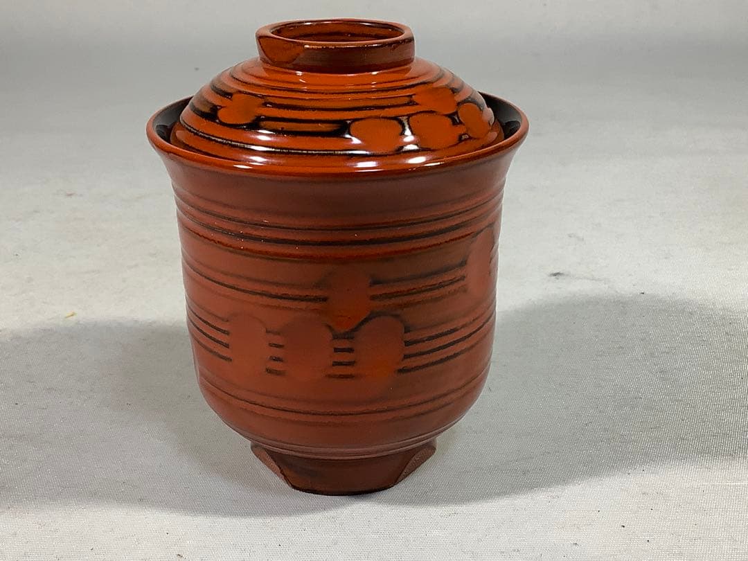 亀甲根来塗　小吸物椀　葵春　茶会席　茶道具