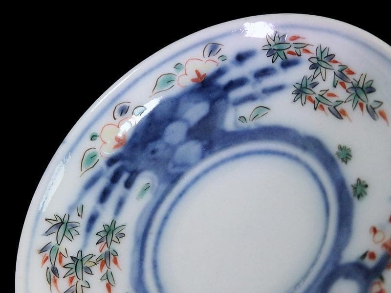大聖寺伊万里　色絵　竹笹に梅の図　豆皿　F166AS-CTz