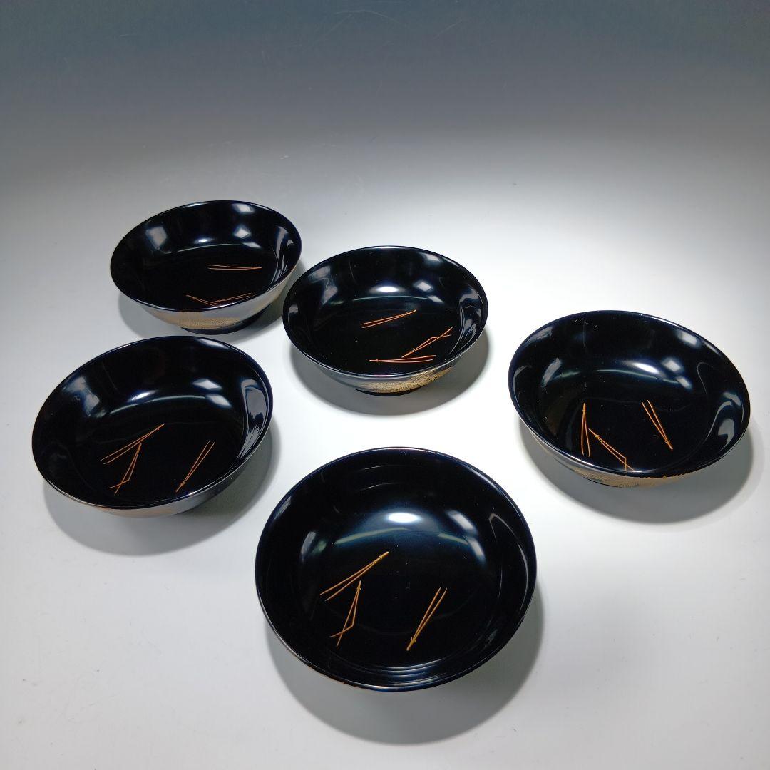 最終値下げ輪島塗　吸物椀5客　在銘(喜平)作　共箱　 美品