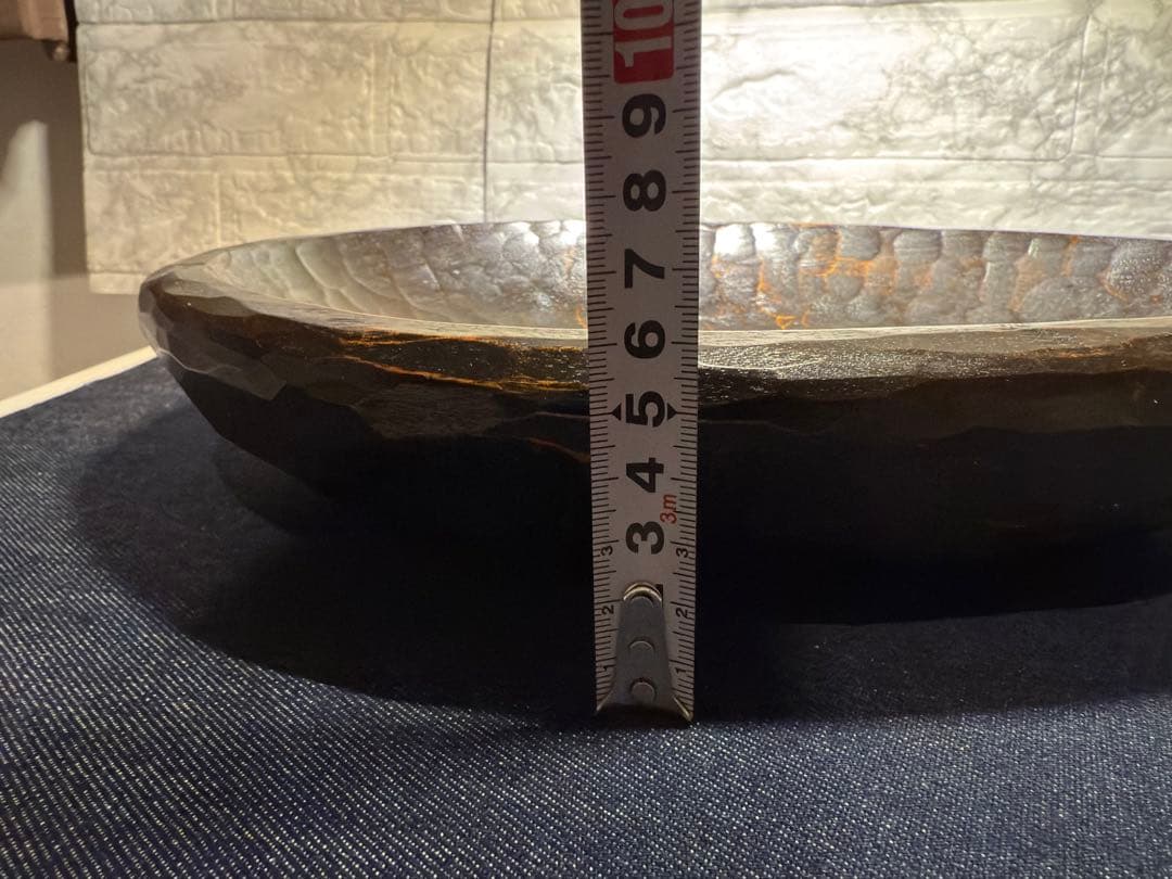 稀少★老松 古材 刳り貫き 楕円盆 煎茶道具 詫び寂 銘入り 33cm 職人技