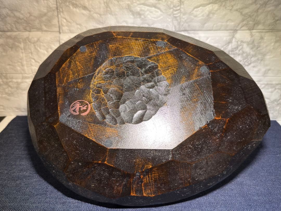 稀少★老松 古材 刳り貫き 楕円盆 煎茶道具 詫び寂 銘入り 33cm 職人技