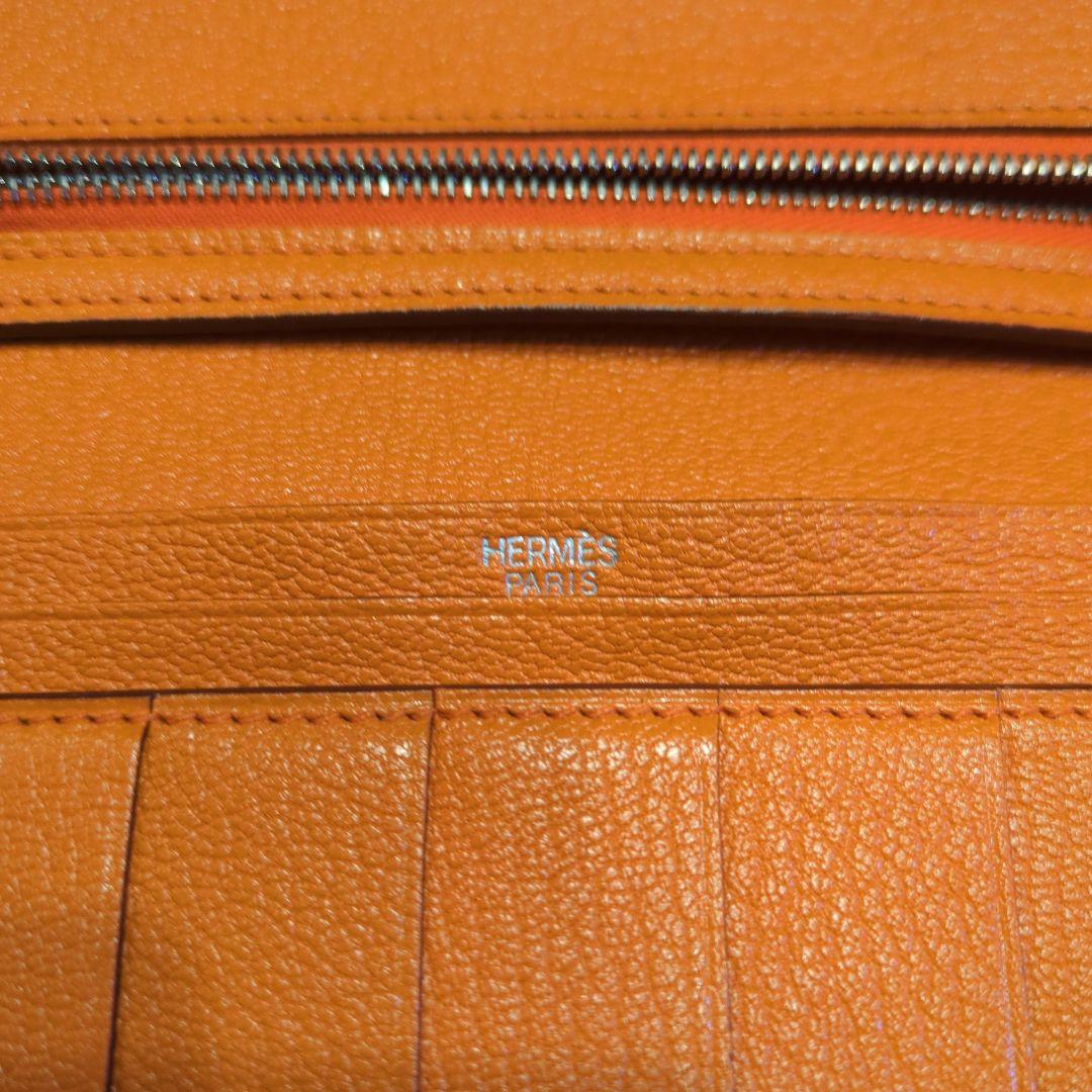 エルメス ベアン2PLIS オレンジ&ブラウン□M刻印2009 シルバー金具