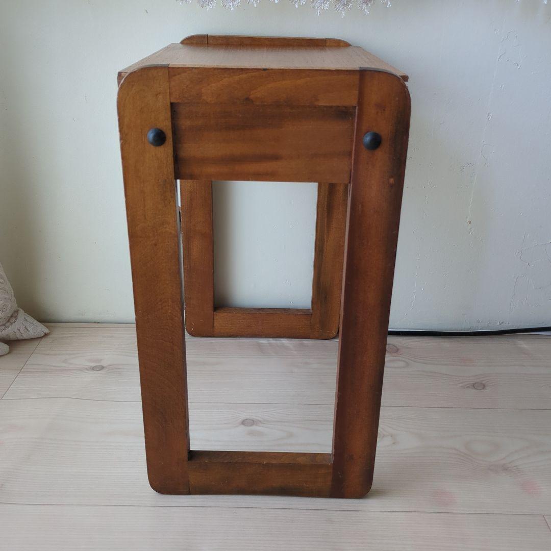 ヴィンテージ　収納付ミシン椅子 スツール 置物台 小物入れ 木製 昭和レトロ