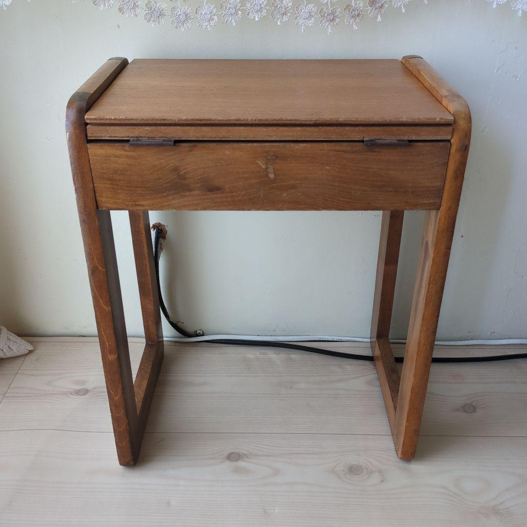 ヴィンテージ　収納付ミシン椅子 スツール 置物台 小物入れ 木製 昭和レトロ