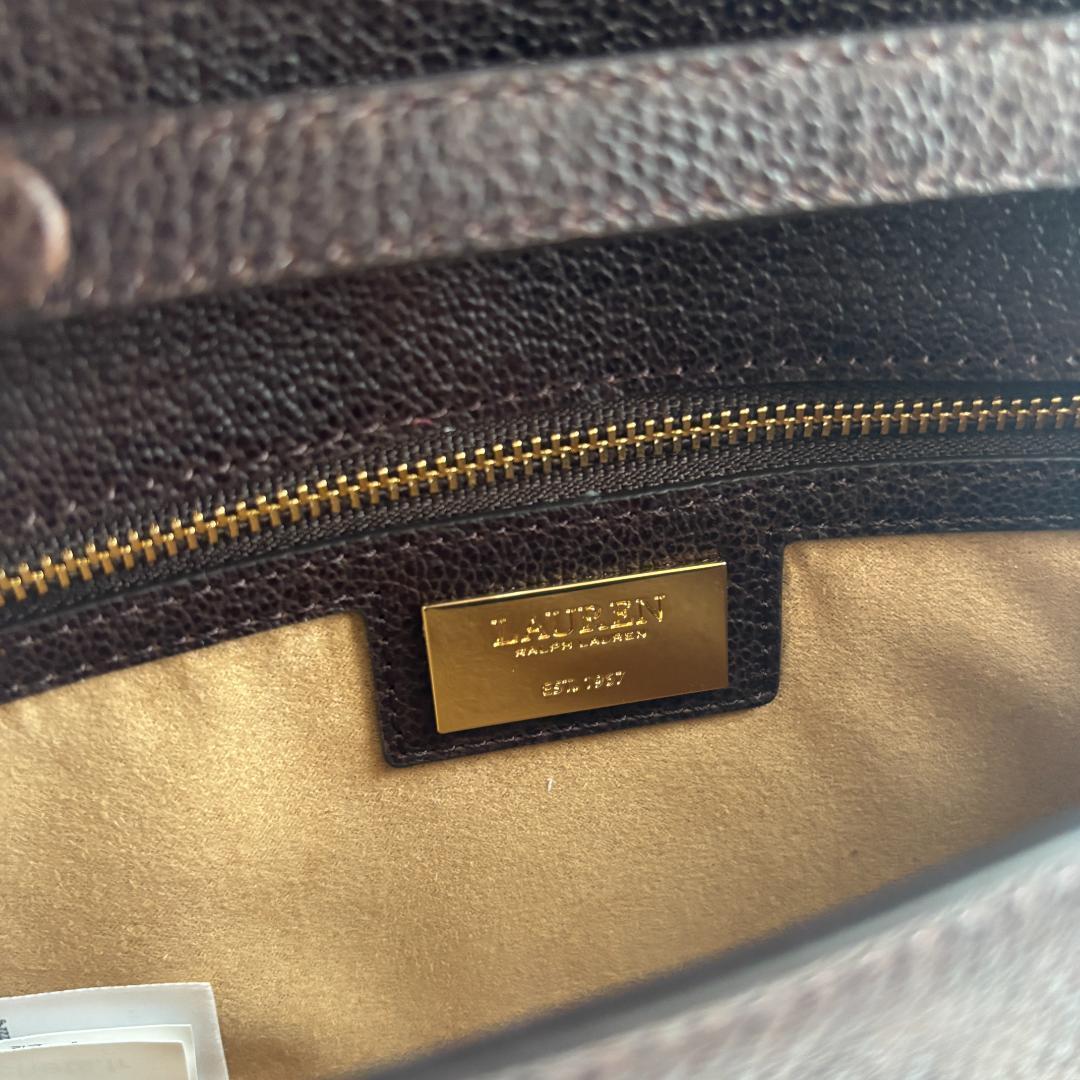 【新品未使用】ローレンラルフローレン　ボア　ショルダーバッグ　本革　チャーム　茶