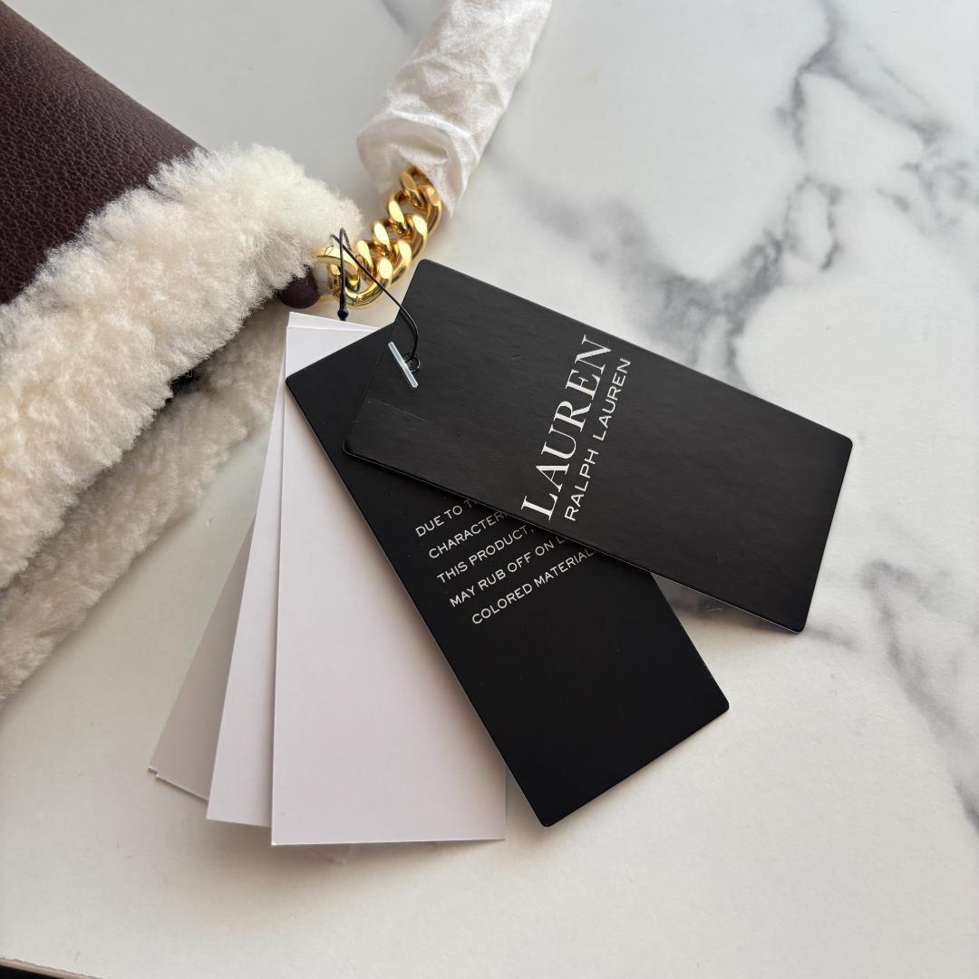 【新品未使用】ローレンラルフローレン　ボア　ショルダーバッグ　本革　チャーム　茶