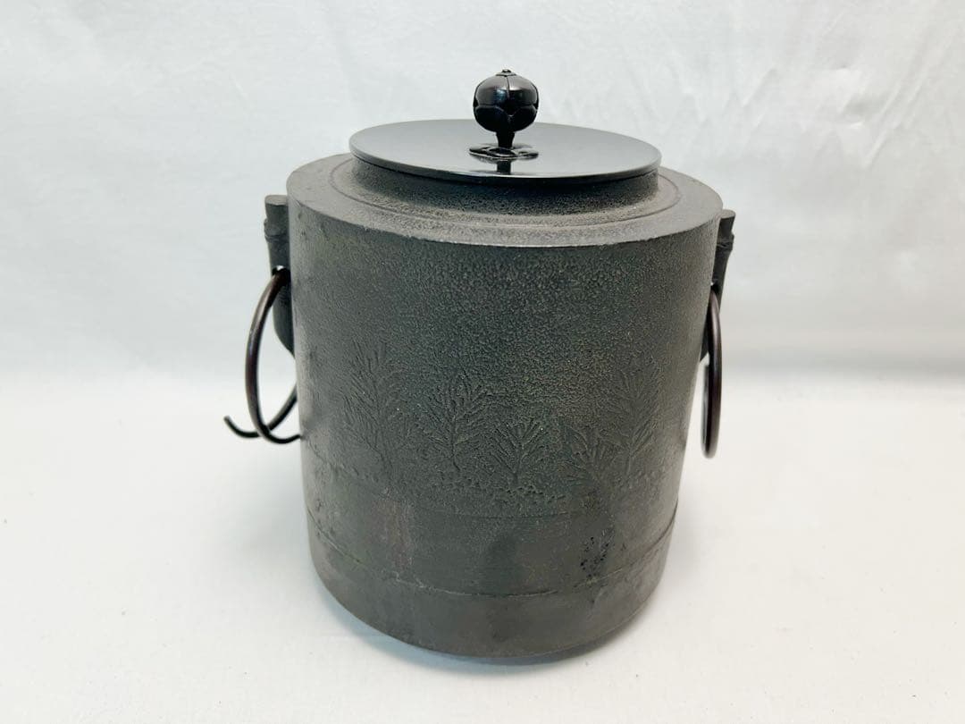 美品 茶道具 さつま織部 風炉型 野々田風炉型電熱器 松紋 筒釜