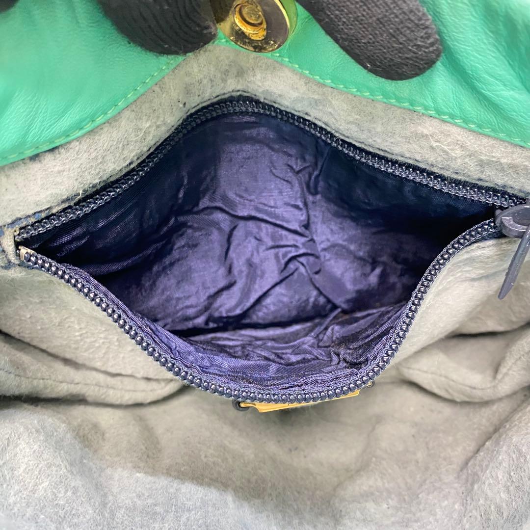 【希少カラー】ロエベ ショルダーバッグ ミントグリーン ナッパレザー アナグラム