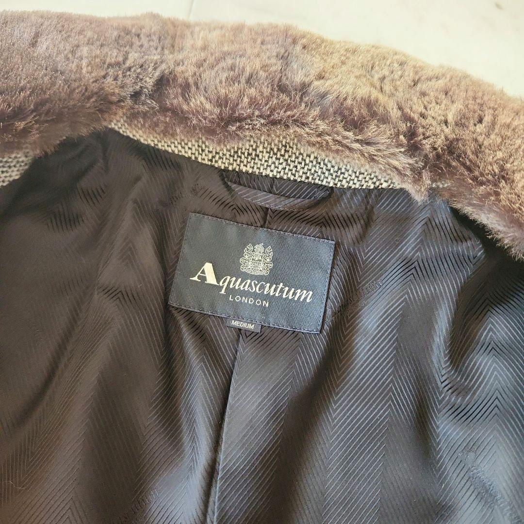 美品 定価約16万 アクアスキュータム カシミヤ混 コート ラビットファー