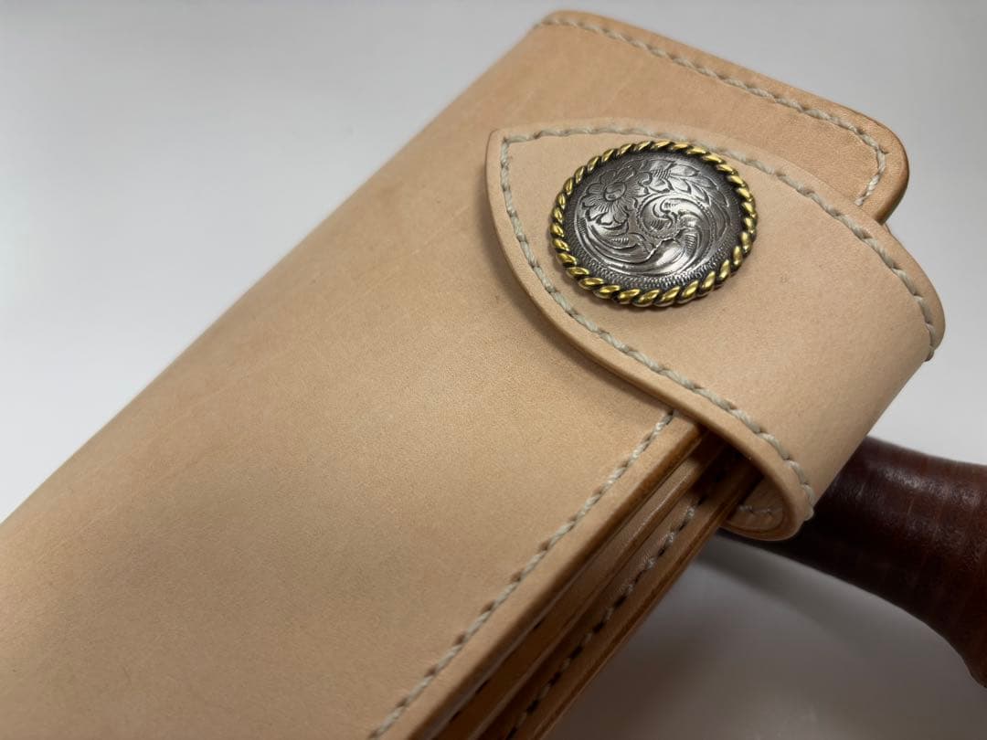 財布　ロングウォレット　ヌメ革　ナチュラル　ハンドメイド　レザークラフト