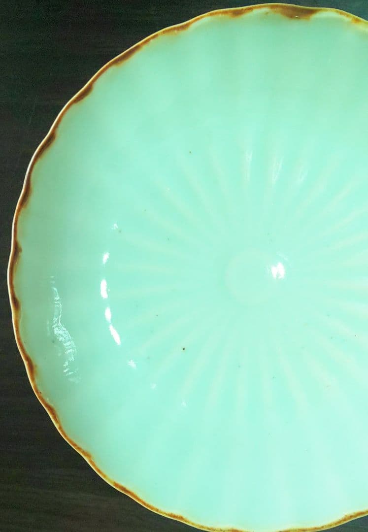 古伊万里 菊花紋 影青のような青白磁 水色なます皿3セット