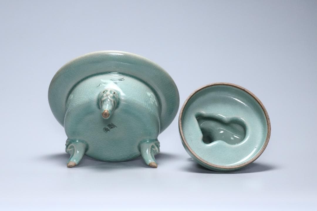 高麗青磁 柳海剛(根瀅) 造 龍型香炉 朝鮮古美術／骨董品【正一古美術