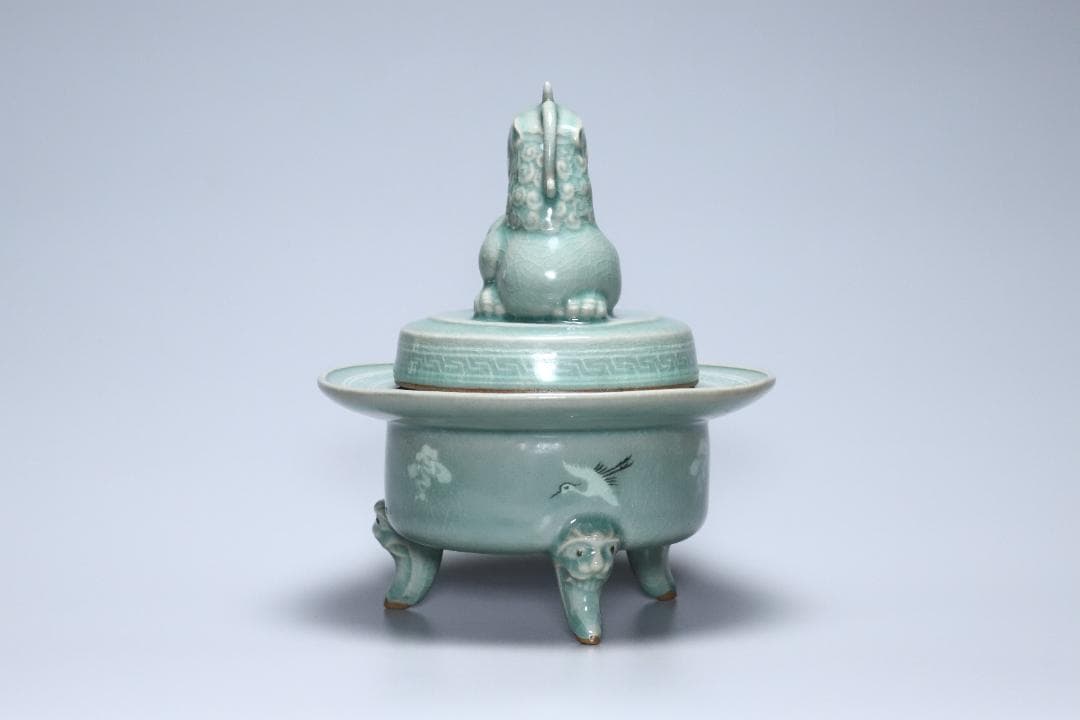 高麗青磁 柳海剛(根瀅) 造 龍型香炉 朝鮮古美術／骨董品【正一古美術