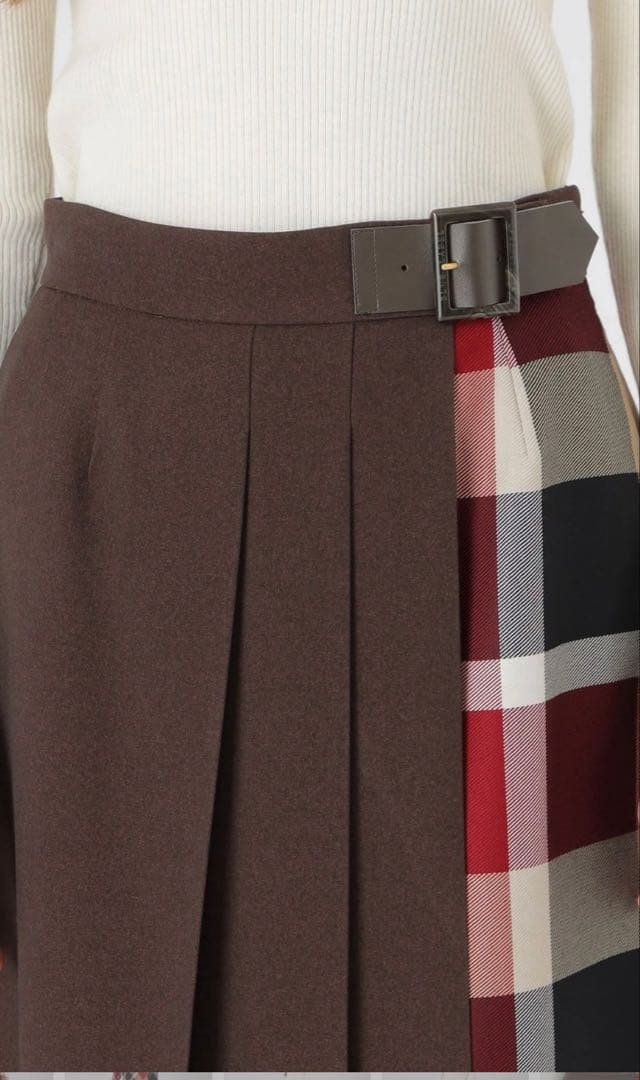 BLUE LABEL　ウールライクツイルパーシャルチェックスカート