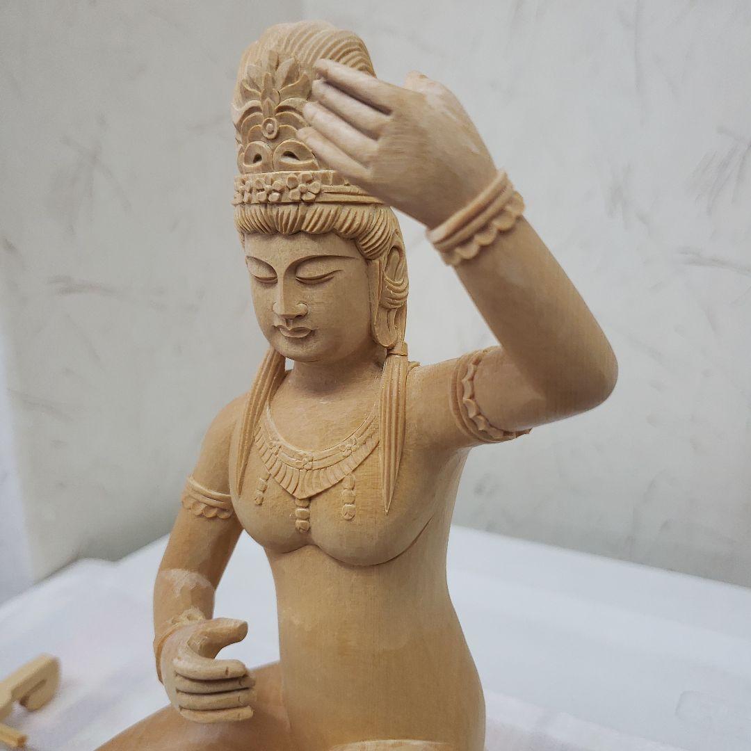 Bフライデー蔵出し特価美しい仏像です◇金運ヒバ材 弁財天◇秘部