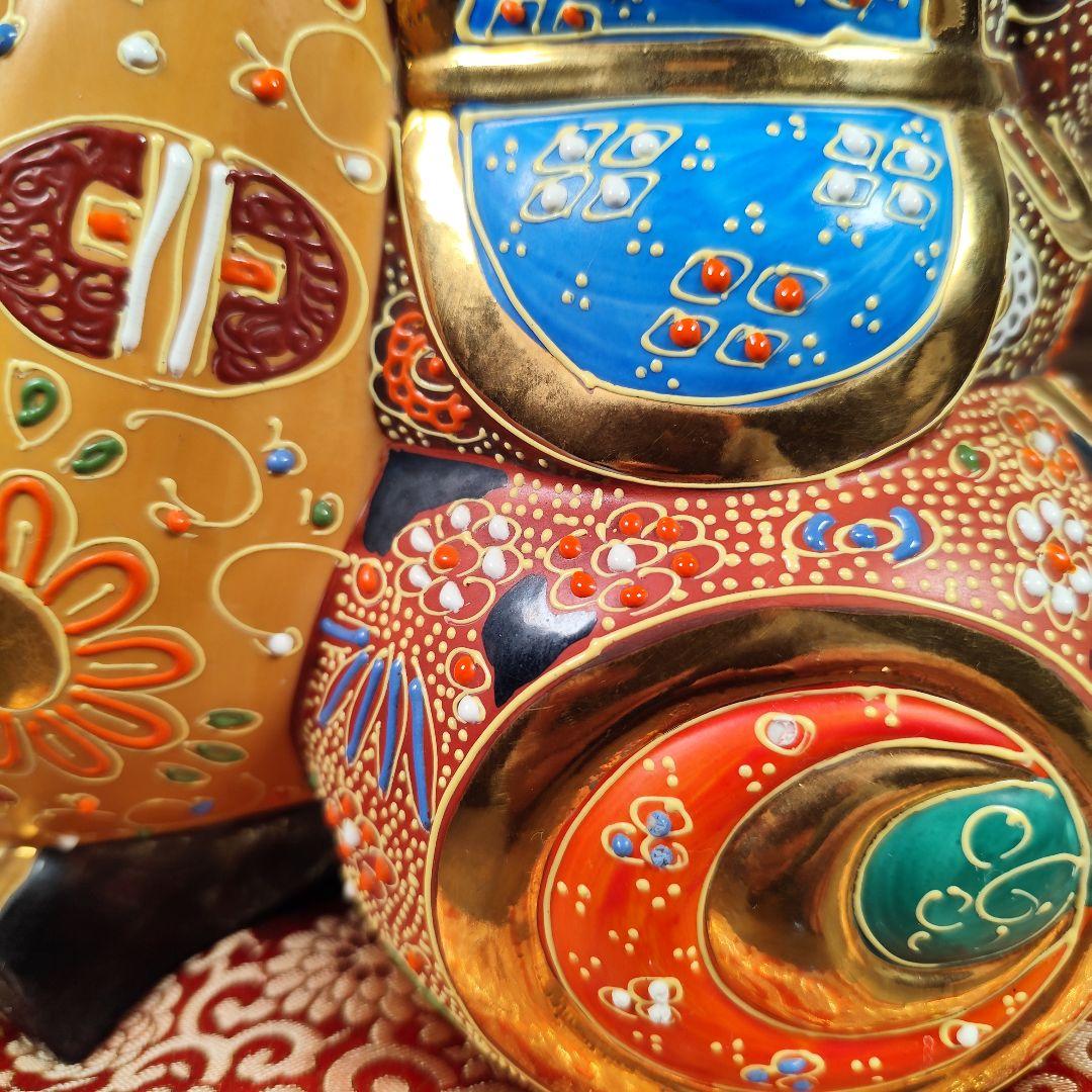 九谷焼 打ち出の小槌乗り 大黒様・盛（高さ27cm）