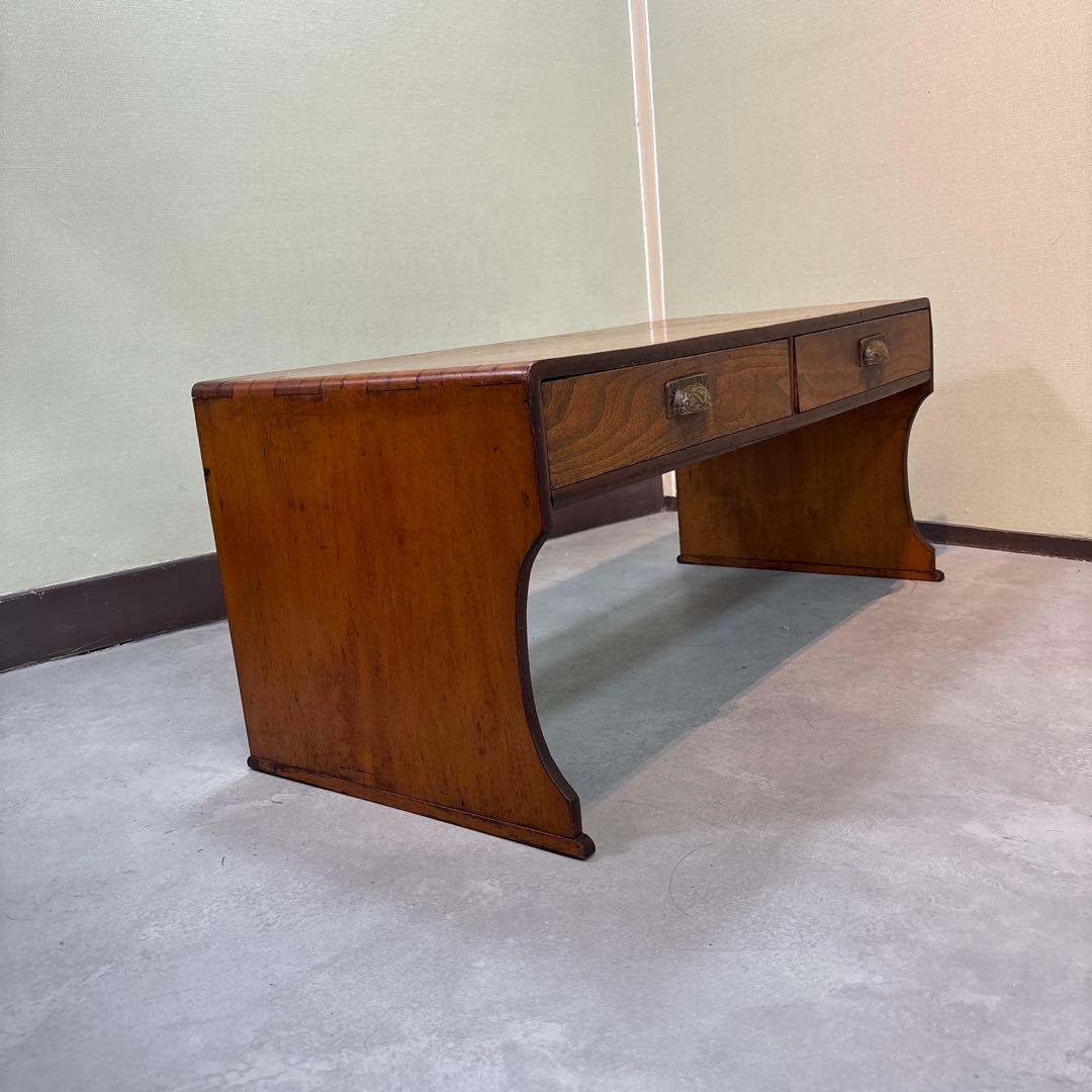 和モダン】文机 机 テーブル 引き出し二杯 アンティーク 古道具 古家具