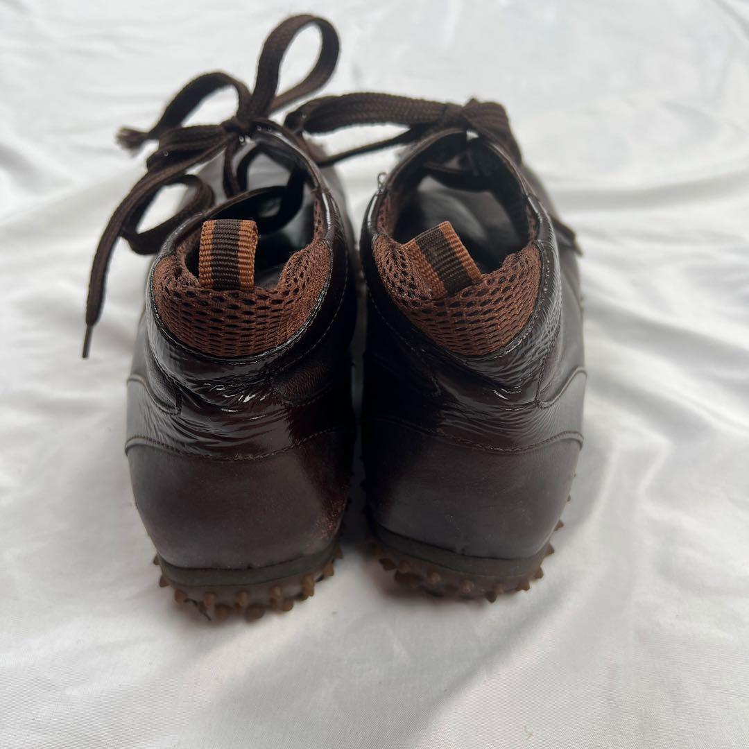 靴 miu miu bubble sole leather shoes brown