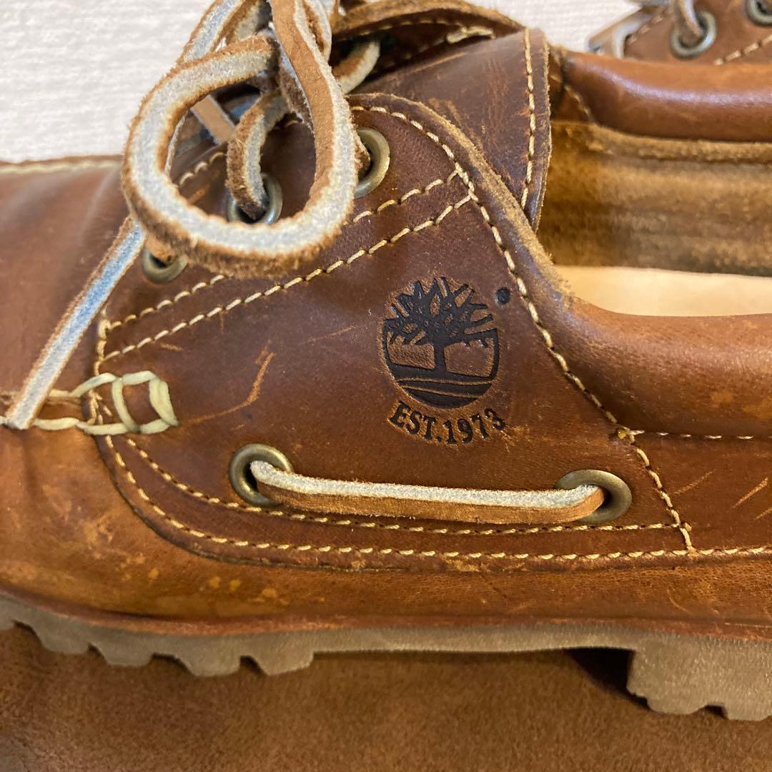 ティンバーランド ブラウンレザー デッキシューズ ローファータイプ