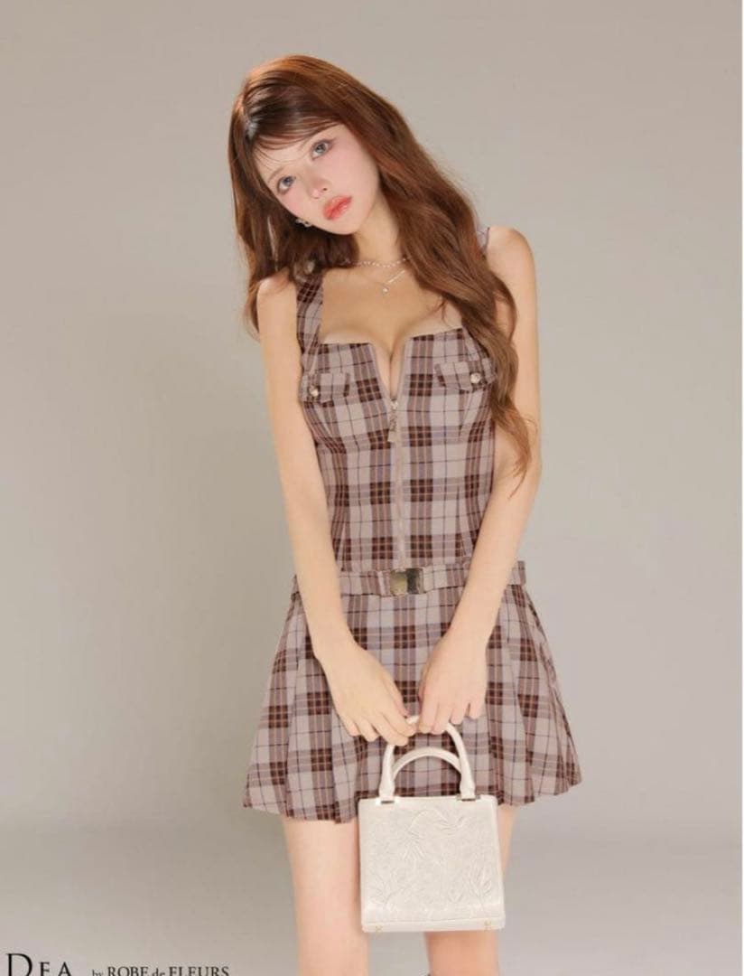 DEA. チェック柄タイトドレス S