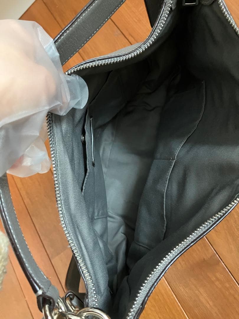 coachグレー レザー2wayショルダーバッグ