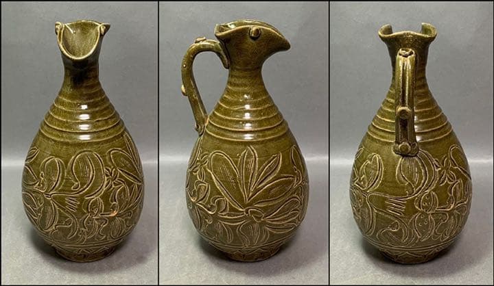 中国 緑釉水注　f9210312