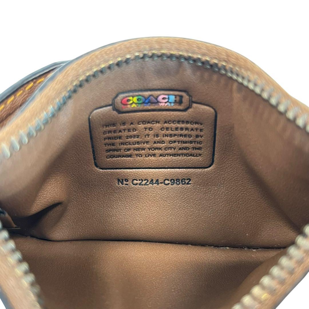 極美品　コーチ　財布　小銭入れ　カードケース　レインボー　PVCレザー　茶色