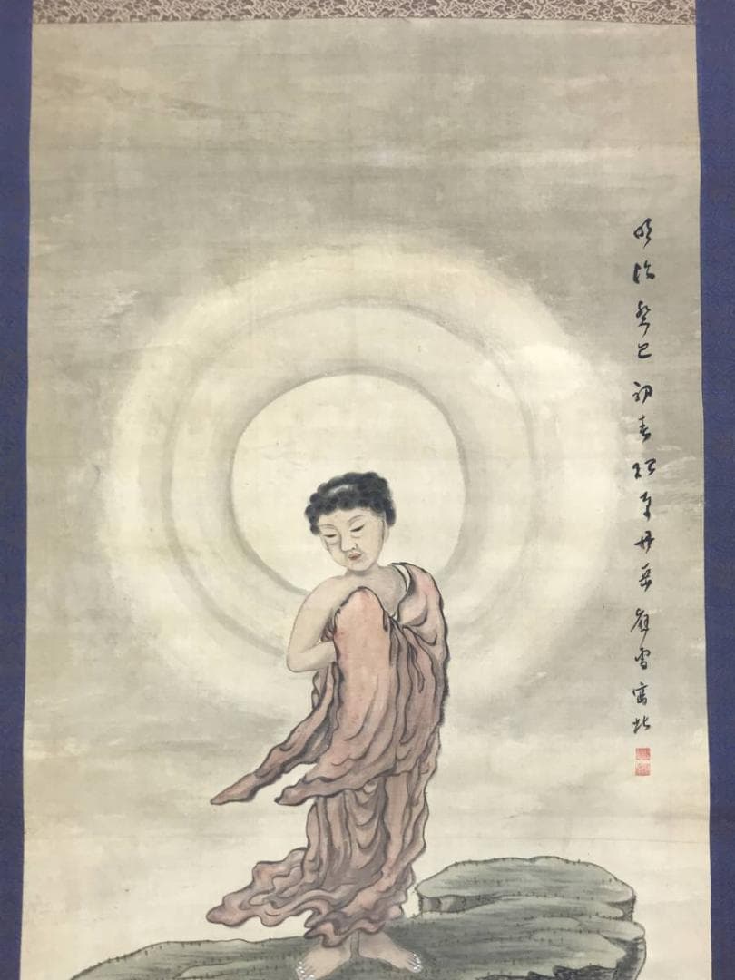 作者不詳/釈迦図/シャカ図/仏事掛/人物図/掛軸/名家伝来/AE-137