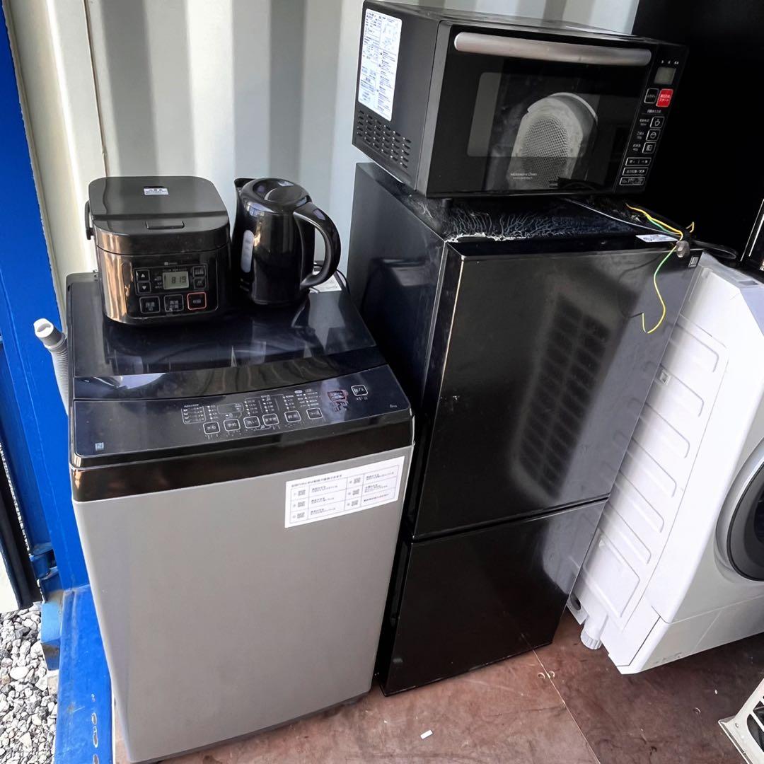 取付無料！完動品！スタイリッシュブラック冷蔵庫洗濯機電子レンジ炊飯器電子ケトル！